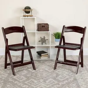 FLASH FURNITURE 4-LE-L-1-MAH-GG Mahogany Resin Folding Chair,PK4