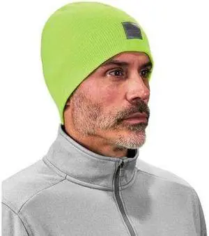 ERGODYNE 6812 Lime Ribbed Knit Beanie,PK6
