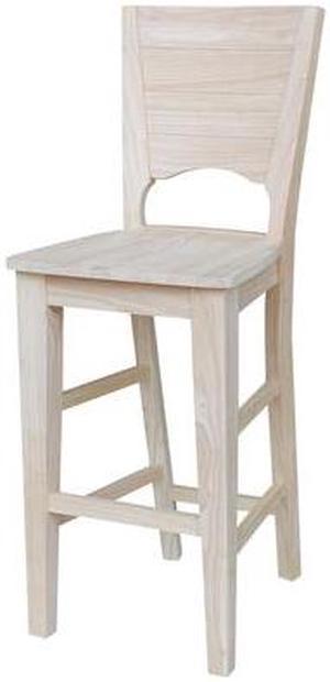 INTERNATIONAL CONCEPTS S-483 Solid Back Bar Height Stool,30" Seat