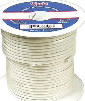 GROTE 89-4007 Primary Wire,8 Gauge,White,25 ft. Spool