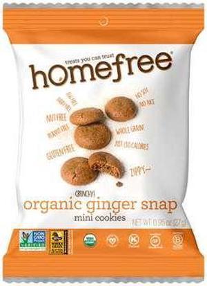 HOMEFREE LGFOMGC10 Cookies Organic Ginger Snap Mini Gluten Free Grab & Go 0.95