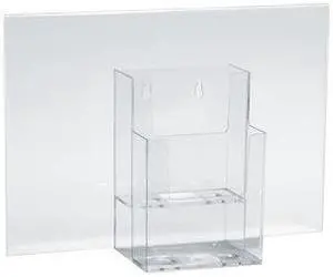 AZAR DISPLAYS 252059 Sign Holder Frame w/ 2-Tier Trifold Attch Pockets