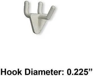 AZAR DISPLAYS 800071-WHT 1" Glass-Filled Nylon Hook: 0.225" Dia., PK50