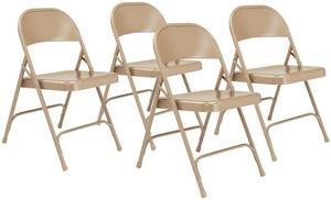 NPS 51 All-Steel Folding Chair - Supports Up to 500 lb - 16.75" Seat Height - Beige Seat, Beige Back, Beige Base - 4/Carton