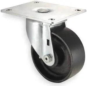 ZORO SELECT 1UKW9 Swivel Plate Caster,Cast Iron,4 in,450 lb,D