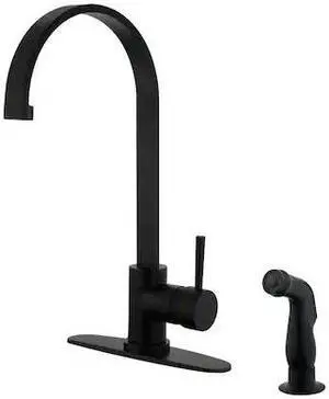 Gourmetier LS8710DLSP 8-inch Centerset Kitchen Faucet with Side Sprayer, Matte Black