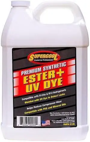 SUPERCOOL E128 A/C Compressor Ester Lubricant w/UV Dye Plastic Bottle Yellow
