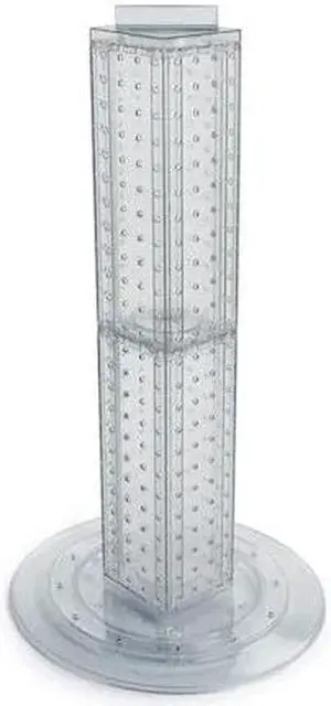 AZAR DISPLAYS 700222-CLR Four-sided 4"W x 24"H Pegboard Tower W/ Revolving