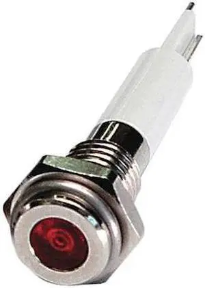 ZORO SELECT 24M032 Flat Indicator Light, Red, 12VDC, Current Drawn: 20 mA