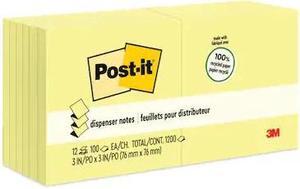 Recycled Pop-up Notes 3 x 3 Canary Yellow 100-Sheet 12/Pack