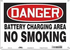 CONDOR 473R88 No Smoking Sign, 10" H, 14 in W, Polyethylene, Horizontal