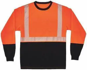 ERGODYNE 8281BK Black Front Perf. Lng Slv Shirt,S,Orange, Polyester, Orange, S