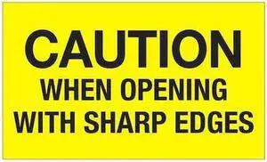 TAPE LOGIC DL1224 Tape Logic® Labels, "Caution When Opening With Sharp Edges",