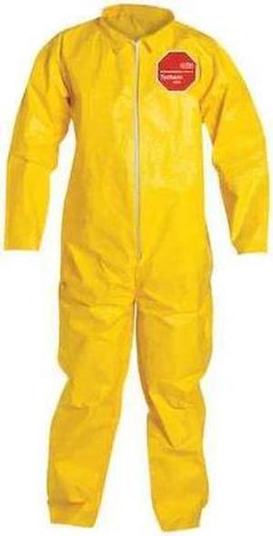 DUPONT QC120SYLLG001200 Chemcial Resistant Coverall, Collared, L, Tychem(R)