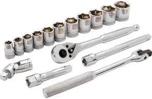 DYNAMIC D010008 Tools 3/8" Drive 16 Piece 6 Point, Standard SAE Socket Set,