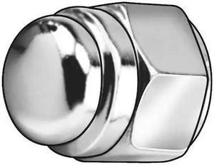 ZORO SELECT MPB1471 Flattened Head Cap Nut, 7/16"-14, Steel, Chrome Plated,