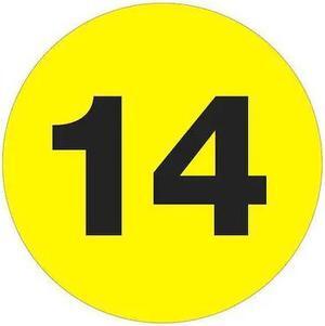 TAPE LOGIC DL1355 Tape Logic Number Labels, "14", 3" Circle, Fluorescent