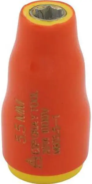 GRAY TOOLS M605.5-I 5.5mm X 1/4" Drive, 6 Point Standard Length, 1000V Insulated