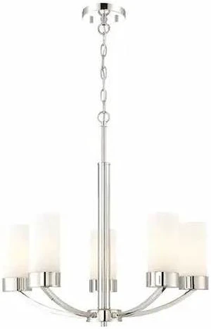 NUVO 60-6225 Denver 5 Light Chandelier Fixture Polished Nickel Finish Pol NUVO 60-6225 Denver 5 Light Chandelier Fixture Polished Nickel Finish Pol