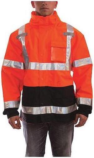 TINGLEY J24129 Icon Rain Jacket, Class 3, Type P, Black/Orng, 5XL