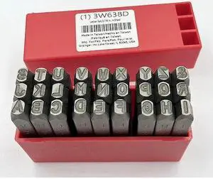 ZORO SELECT 3W638 Letter Set,3/16 In. H,Steel