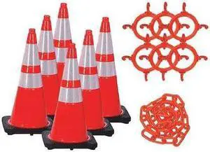 MR. CHAIN 93280-6 28 in. Height - Traffic Cone and Chain Kit, Silver