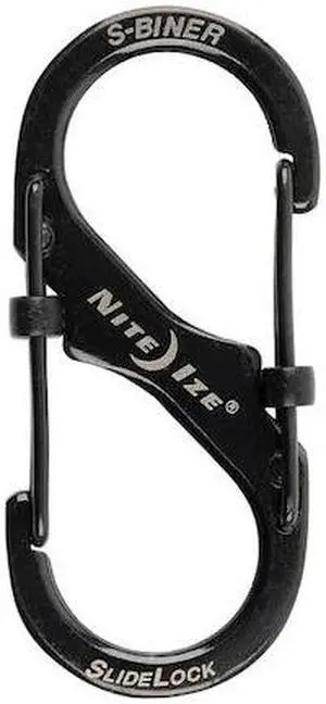 NITE IZE LSB2-01-R3 Locking Carabiner,2 In.,Steel,Black