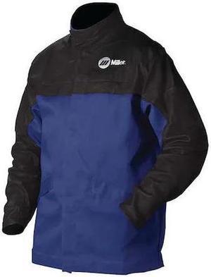 MILLER ELECTRIC 231084 Combo Weld Jkt,Royal/Blk,Ctn/Leather,2XL