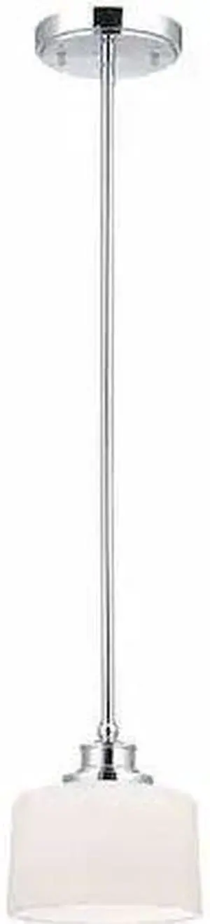 NUVO 60-4588 Soho 1 Light Mini Pendant Satin White Glass Polished Chrome
