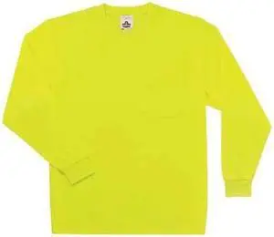 ERGODYNE 8091 Long Sleeve TShirt,Lime,Non-Certified,XL, Polyester, Lime, XL