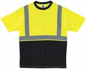 ERGODYNE 8289BK Black Front Safety T-Shirt,5XL,Lime, Polyester, 5XL