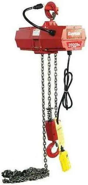 DAYTON 2GTD9 Electric Chain Hoist, 2,000 lb, 20 ft, Hook Mounted - No Trolley,