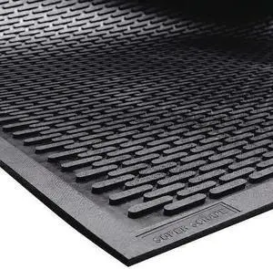 PARTNERS BRAND MAT140 Scraper Entry Mat, 0.38" Thick, Black, 3 ft W x 5 ft L