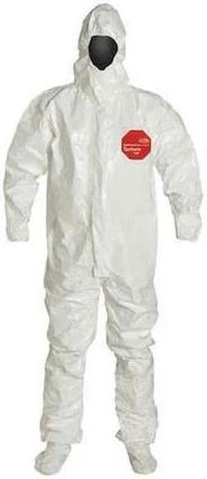 DUPONT SL128TWHXL000600 Chemical Resistant Coverall, Hooded, XL, Tychem(R)