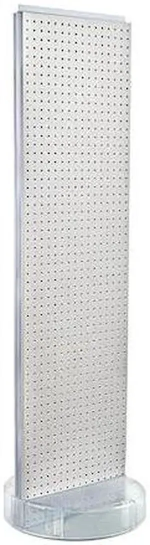AZAR DISPLAYS 700780-WHT 2 Sided- White Pegboard Floor Display On A Revolving