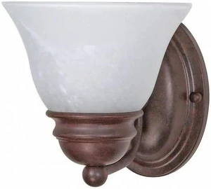 NUVO 60-344 Empire 1 Light 7 in. Vanity Alabaster Glass Bell Shades Bron NUVO 60-344 Empire 1 Light 7 in. Vanity Alabaster Glass Bell Shades Bron
