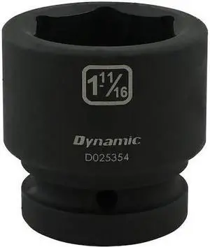 DYNAMIC D025354 1" Drive Standard Socket, Black Phosphate, Tools 1-11/16" X 1"