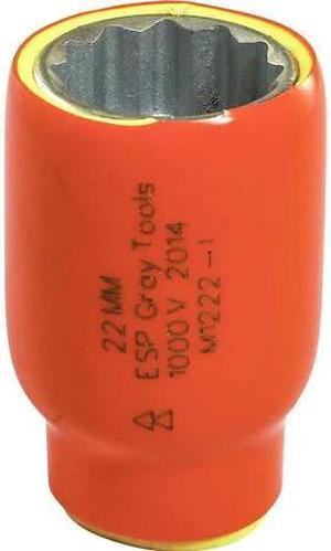 GRAY TOOLS M1222-I 22mm X 1/2" Drive, 12 Point Standard Length, 1000V Insulated