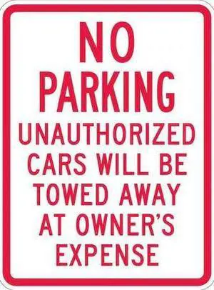 LYLE T1-1047-HI_18x24 Tow Zone No Parking Sign, 18" W, 24" H, English,
