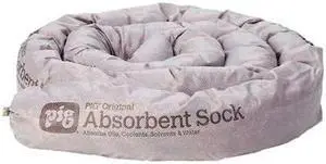 PIG PIG209 Sorbent Sock, 13 gal, 3 in x 8 ft, Universal, Gray, 16 PK