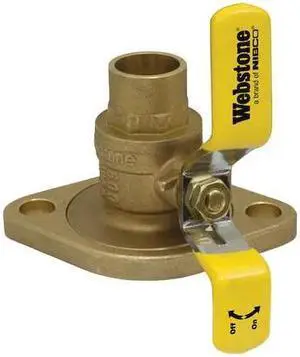 WEBSTONE 51403 3/4" Flanged 3-Way Brass Rotating Ball Valve