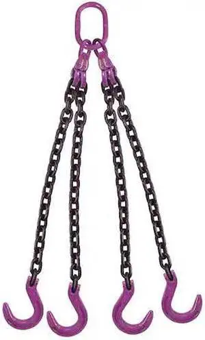 US CARGO CONTROL 516G100QOF-18 5/16" x 18' - 4 Leg Chain Sling w/ Foundry Hooks