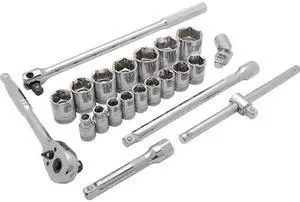 DYNAMIC D018008 Tools 1/2" Drive 22 Piece 6 Point Std, SAE Socket Set, 3/8" -