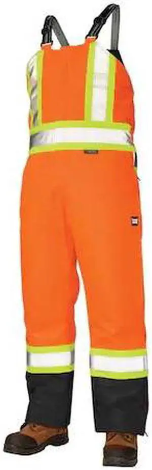 TOUGH DUCK S79811 XL Hi-Vis Insulated Bibs, Florescent Orange
