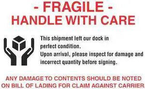 TAPE LOGIC DL1636 Tape Logic® Labels, "Fragile Handle With Care", 8 x 10",