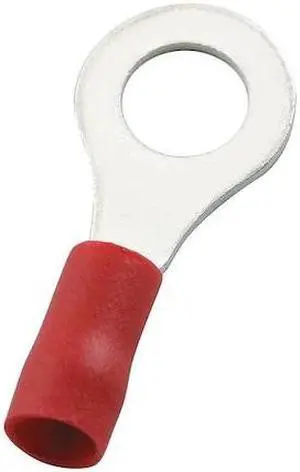 POWER FIRST 24C924 Ring Terminal, 1/4 in Stud Size, 16 AWG, 600 V, Vinyl
