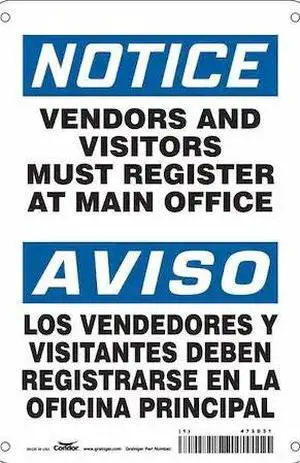 CONDOR 472D31 Safety Sign, 10 in Height, 7 in Width, Aluminum, Horizontal