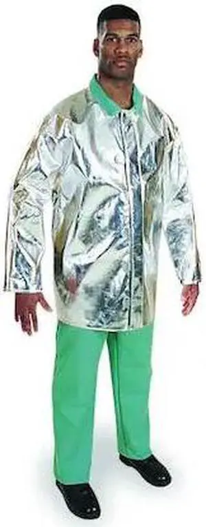 STEEL GRIP ARL 1136-35 Aluminized Jacket, L, 15 oz PFR Rayon, Snaps Closure