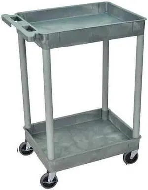 ZORO SELECT STC11-G Utility Cart with Deep Lipped Plastic Shelves, 300 lb Load