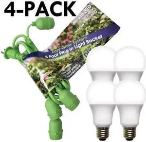 MIRACLE LED 602260 LED Grow Light Cord System 4 Socket & LED White Grow Light